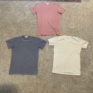 Gustin T Shirt Lot XS Garment Dyed Organic Cotton Oatmeal, Faded Rose, Ocean USA